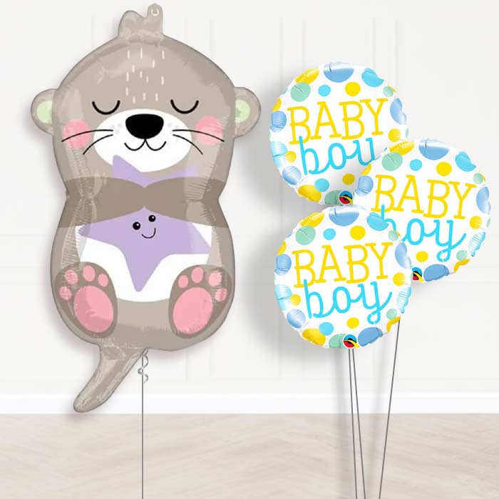 Adorable Otter Baby Boy Balloon Bouquet Delivery - Themed Bouquet | Party Save Smile