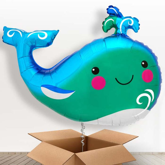 Happy Whale Helium Balloon in a Box - 1 x Giant Balloon | Party Save Smile
