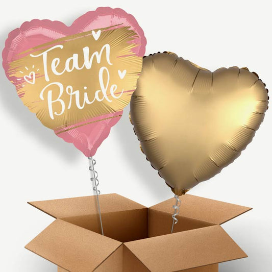 Satin Gold Team Bride Helium Balloon Couple | Party Save Smile