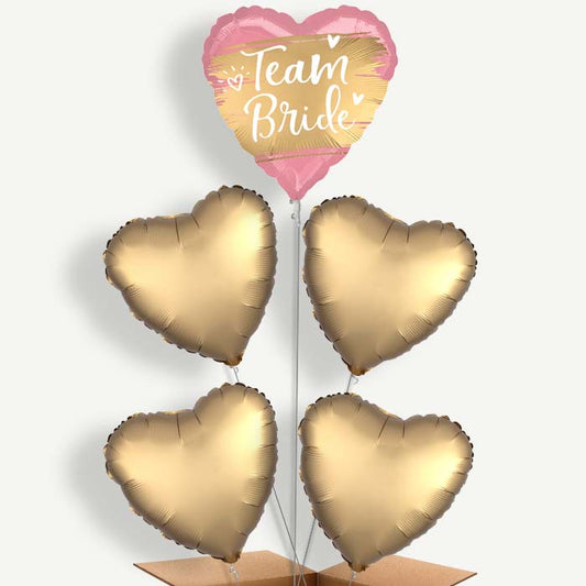 Satin Gold Team Bride Helium Balloon Cluster  | Party Save Smile