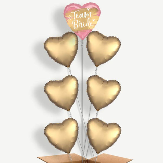 Satin Gold Team Bride Helium Balloon Arrangement | Party Save Smile