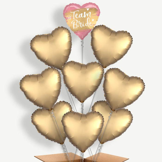 Satin Gold Team Bride Helium Balloon Bundle | Party Save Smile