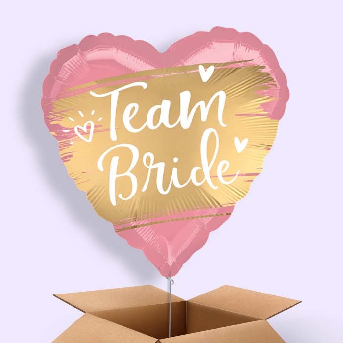 Satin Gold Team Bride Helium Balloon in a Box - 1 Balloon | Party Save Smile