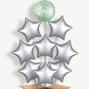 Mint Satin Love Burst 9 Helium Balloon Bundle