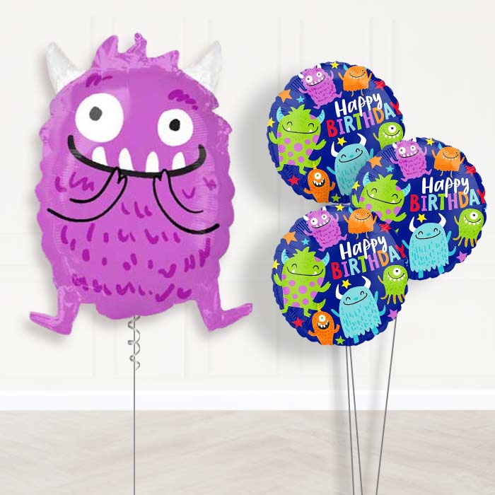 Purple Monster Balloon Bouquet Delivery - Themed Bouquet | Party Save Smile
