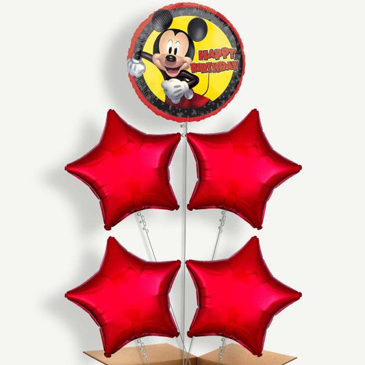 Mickey Mouse Forever Happy Birthday Helium Cluster Balloons | Party Save Smile