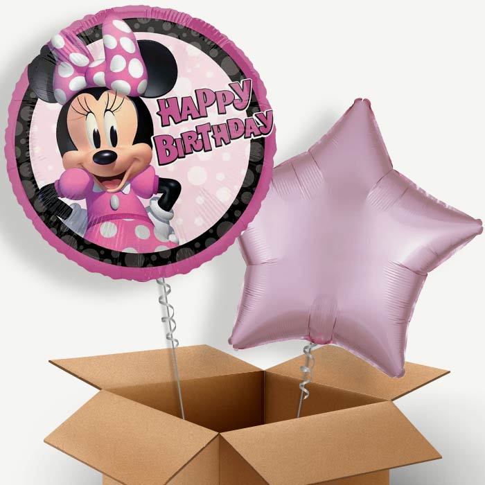Minnie Mouse Forever Happy Birthday Helium Balloon Pair | Party Save Smile