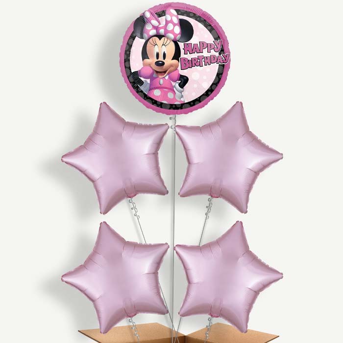 Minnie Mouse Forever Happy Birthday Helium Cluster Balloons | Party Save Smile