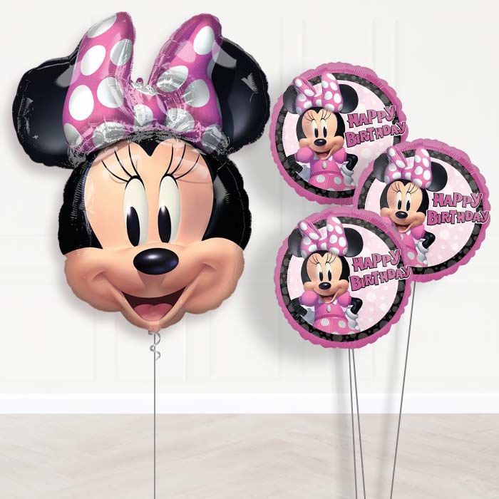 Giant Minnie Mouse Forever Balloon Bouquet Delivery - 1 x Giant Balloon with Themed Bouquet | Party Save Smile