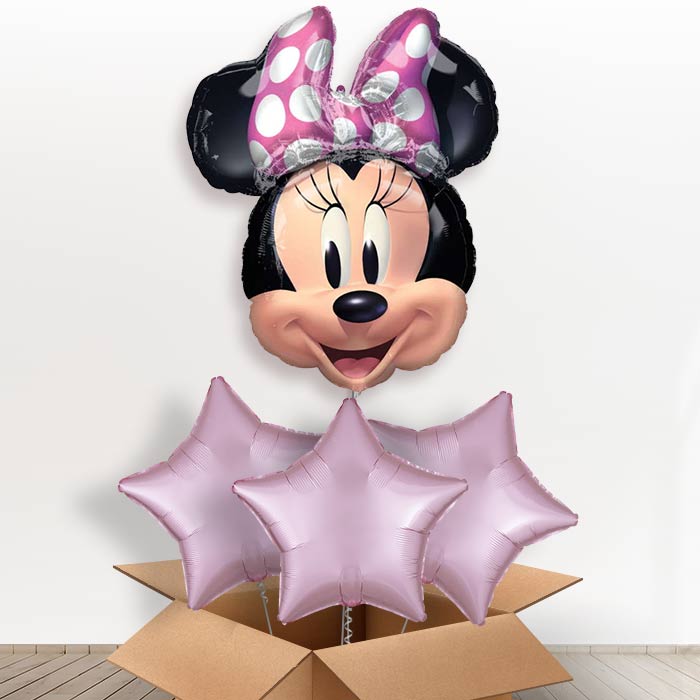 Giant Minnie Mouse Forever Helium Balloon in a Box - with 3 Plain Balloons | Party Save Smile