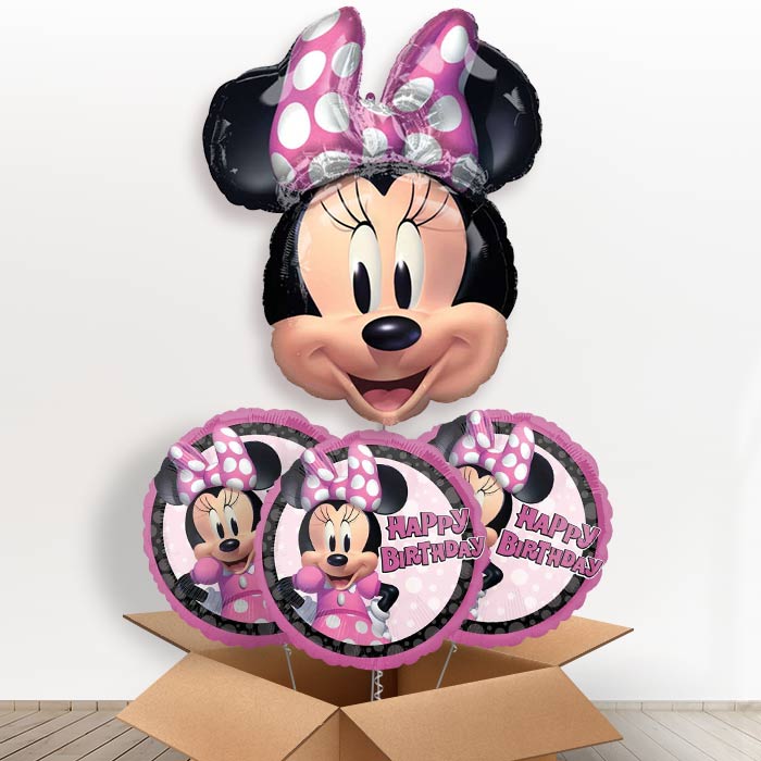 Giant Minnie Mouse Forever Helium Balloon in a Box - with 3 Themed Balloons | Party Save Smile