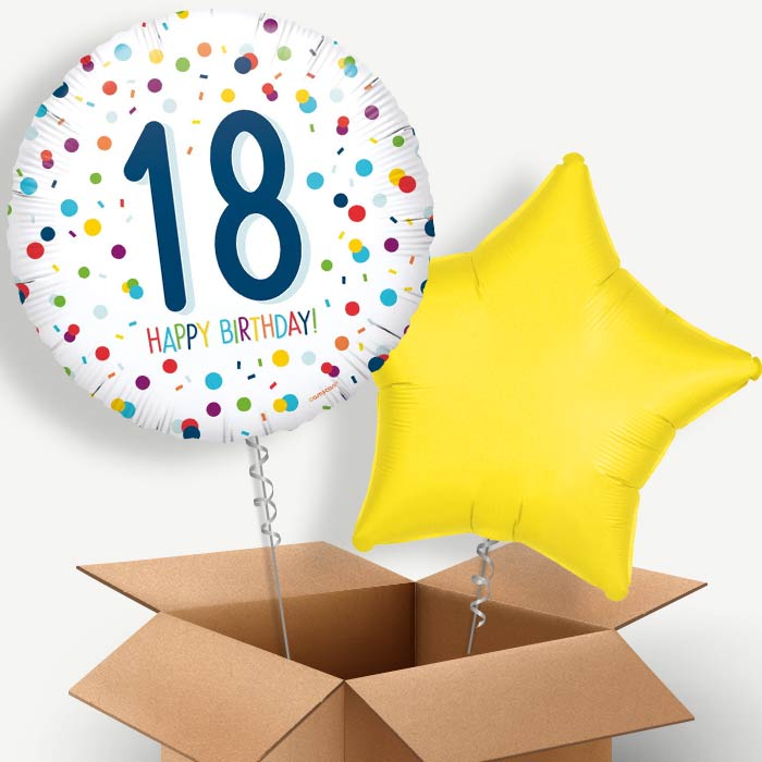 Rainbow Spots 18th Birthday Helium Balloon Couple | Party Save Smile