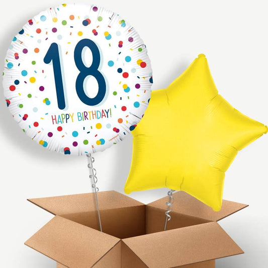 Rainbow Spots 18th Birthday Helium Balloon Couple | Party Save Smile