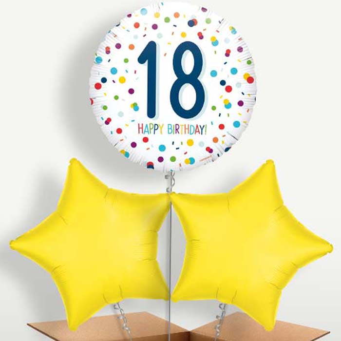 Rainbow Spots 18th Birthday Trio Balloon Bunch | Party Save Smile