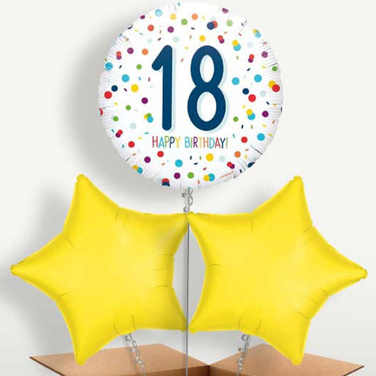 Rainbow Spots 18th Birthday Trio Balloon Bunch | Party Save Smile