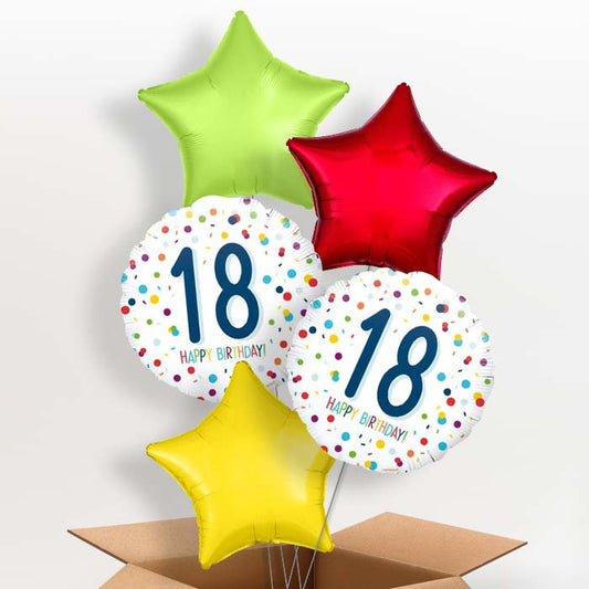 Rainbow Spots 18th Birthday Helium Balloons in a Box - 5 Balloon | Party Save Smile