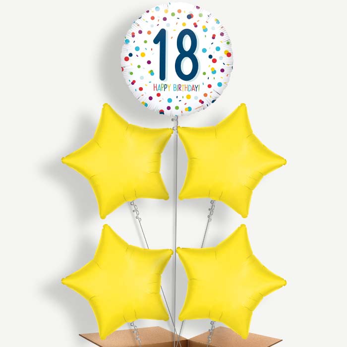 Rainbow Spots 18th Birthday Helium Cluster Balloons | Party Save Smile