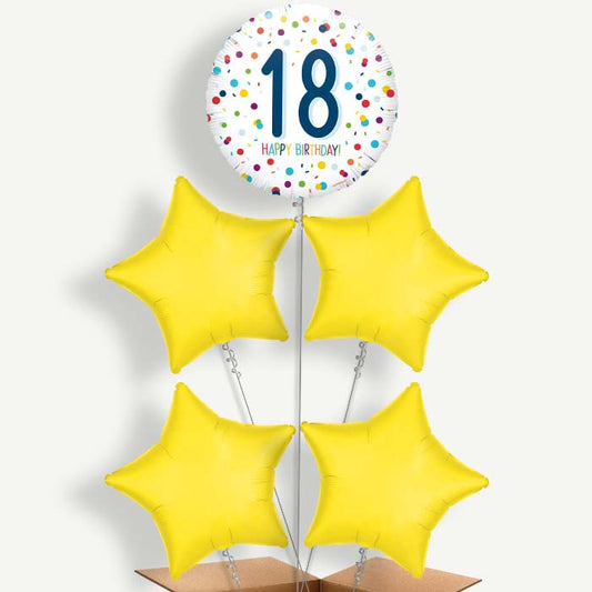 Rainbow Spots 18th Birthday Helium Cluster Balloons | Party Save Smile