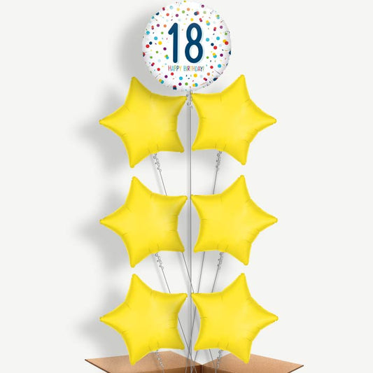 Rainbow Spots 18th Birthday Helium Balloon Arrangement | Party Save Smile