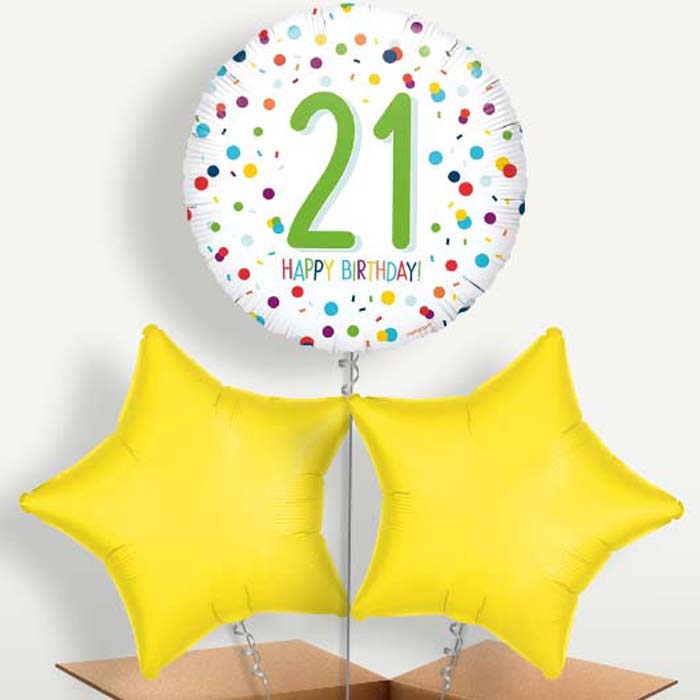 White Confetti 21st Helium Bunch of Balloons | Party Save Smile