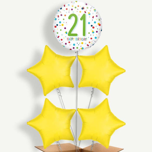 White Confetti 21st Helium Balloon Cluster  | Party Save Smile