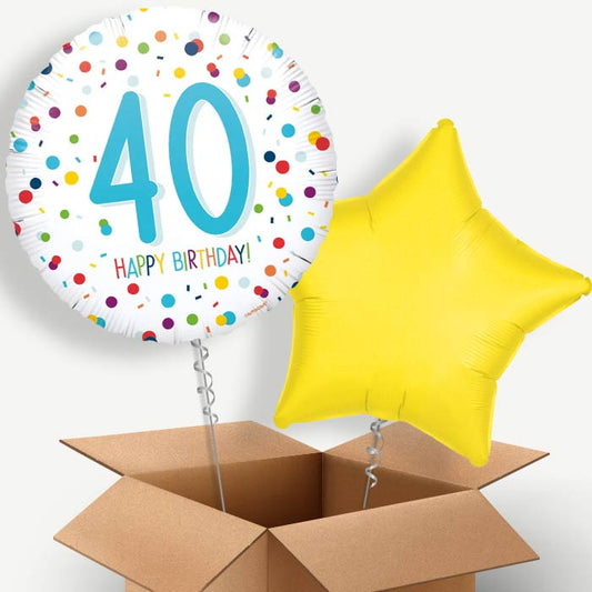 Rainbow 40th Birthday Helium Balloon Pair | Party Save Smile