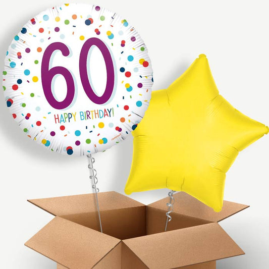 Rainbow 60th Birthday Helium Balloon Pair | Party Save Smile