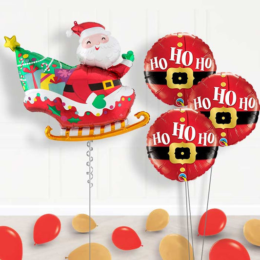 Christmas Balloon Bouquet in a Box - Santa Sleigh - Themed Bouquet and Latex | Party Save Smile