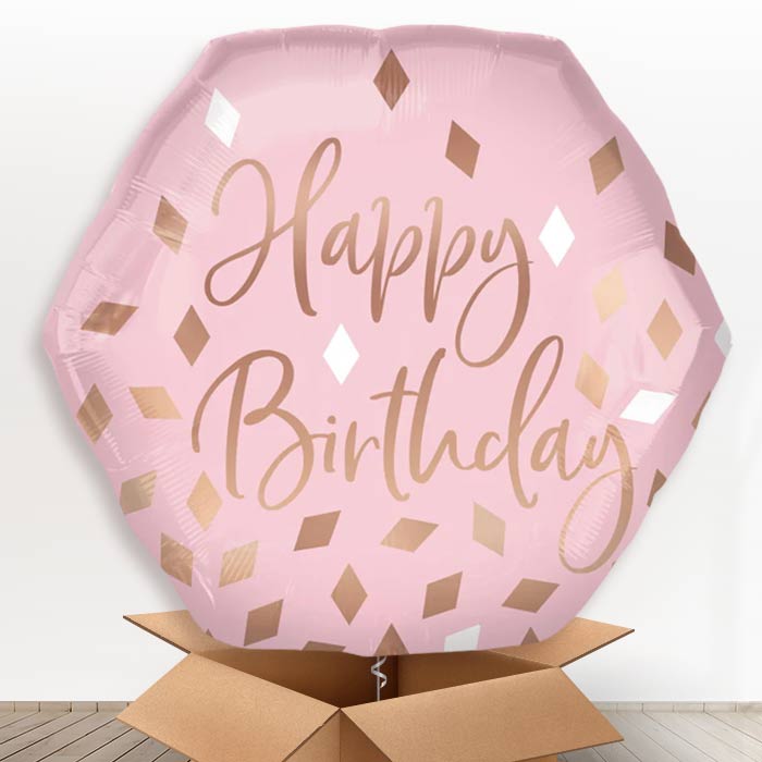 Pink and Rose Gold Helium Balloons in a Box - Giant Balloon | Party Save Smile