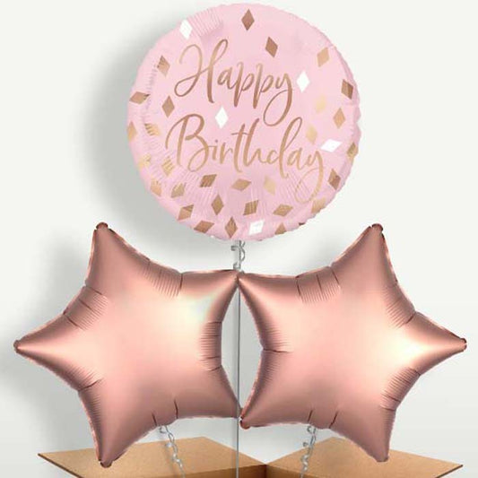 Blush Birthday Bunch of Balloons inflated with Helium | Party Save Smile