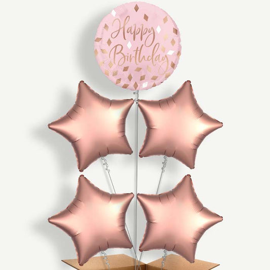 Blush Birthday Balloon Cluster Inflated with Helium | Party Save Smile