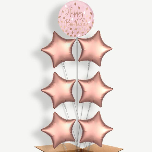 Blush Birthday Balloon Arrangement Inflated with Helium | Party Save Smile