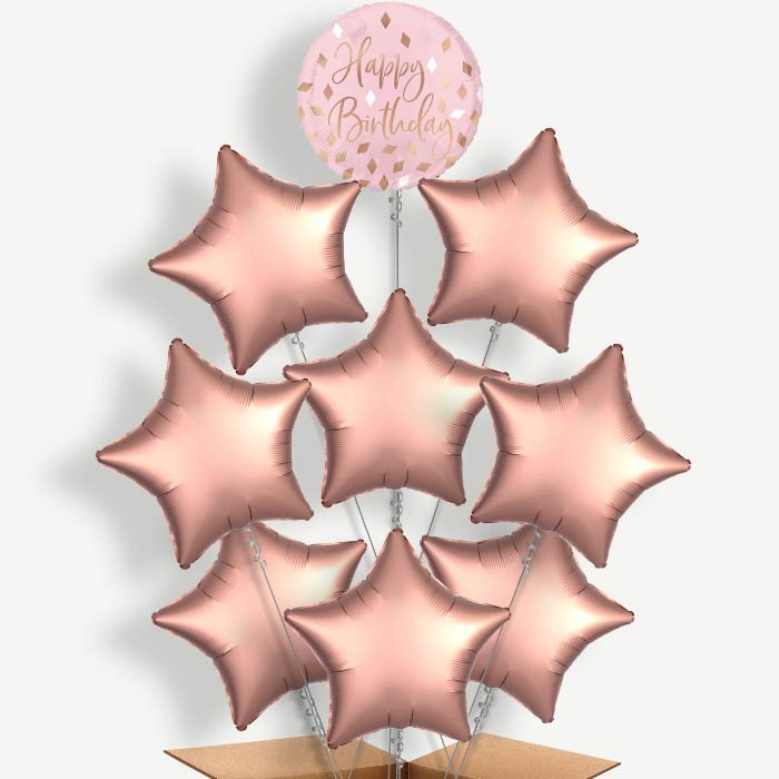 Blush Birthday Balloon Bundle Inflated with Helium | Party Save Smile