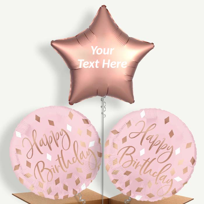 Personalisable Blush Birthday Helium Balloons | Party Save Smile