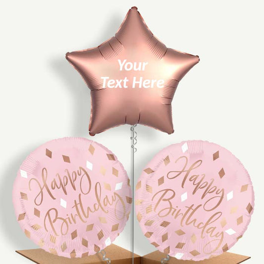 Personalisable Blush Birthday Helium Balloons | Party Save Smile