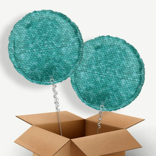 Ocean Blue Sequins Helium Balloon Pair | Party Save Smile