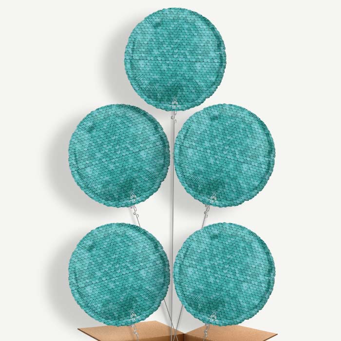 Ocean Blue Sequins Balloon Cluster Inflated with Helium | Party Save Smile