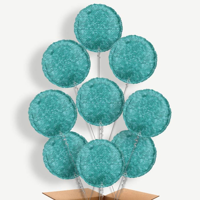 Ocean Blue Sequins Balloon Bundle Inflated with Helium | Party Save Smile
