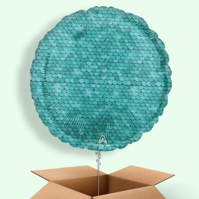 Ocean Blue Sequins Helium Balloon in a Box - 1 Balloon | Party Save Smile