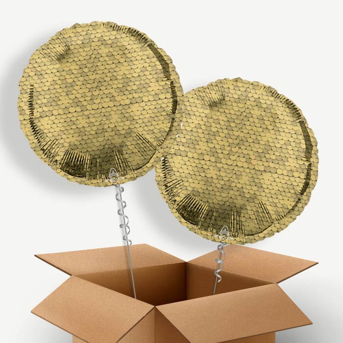 Glitter Gold Sequins Helium Balloon Duo | Party Save Smile
