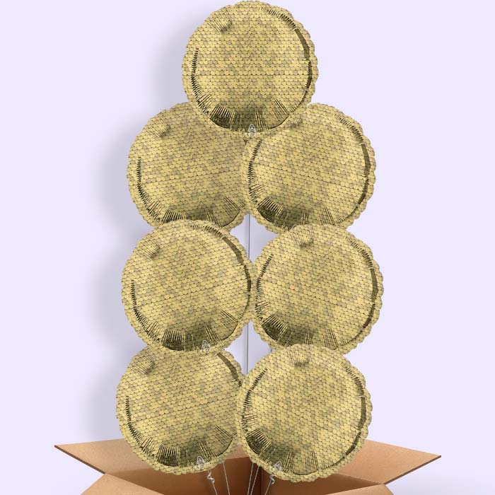 Glitter Gold Sequins Helium Balloon in a Box - 7 Balloons | Party Save Smile