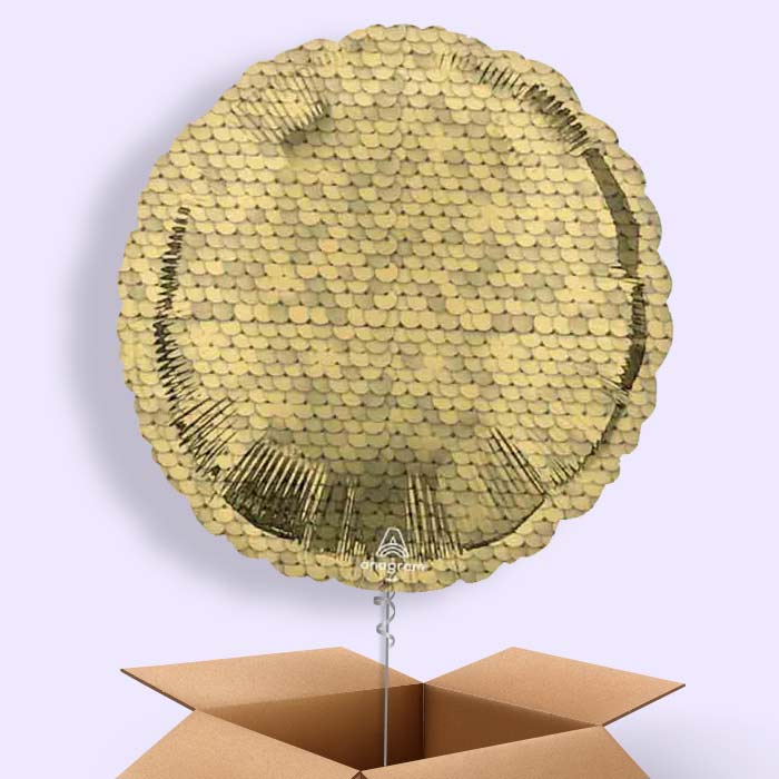Glitter Gold Sequins Helium Balloon in a Box - 1 Balloon | Party Save Smile