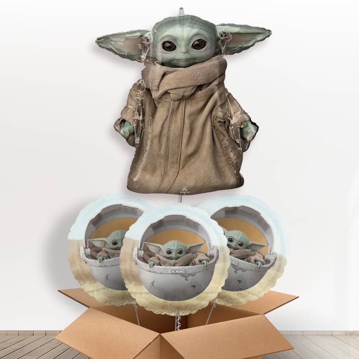 Giant Mandalorian Helium Balloon in a Box - With 3 Themed Balloons | Party Save Smile
