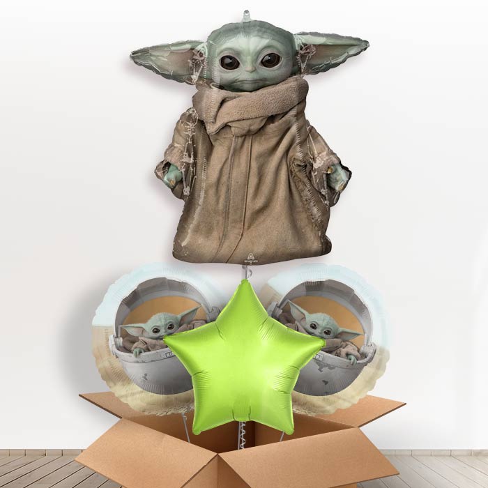 Giant Mandalorian Helium Balloon in a Box-1 x Giant Balloon and 2 Themed Balloons and 1 Plain Balloon 