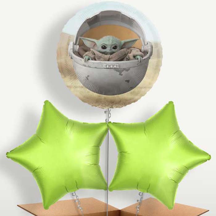 Mandalorian Balloon Bunches inflated with Helium | Party Save Smile