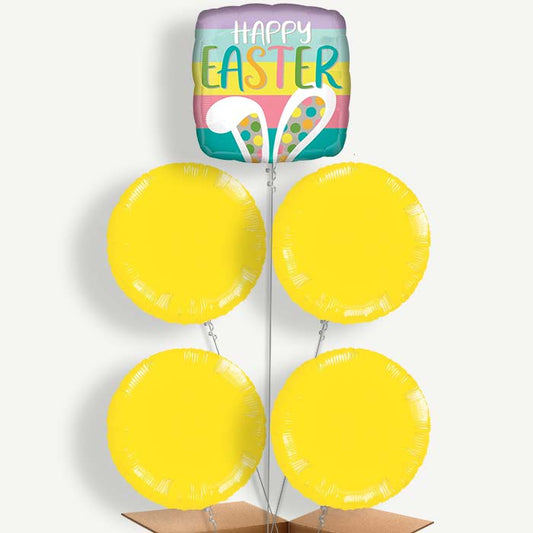 Happy Easter Bunny Ears Balloon Cluster Inflated with Helium | Party Save Smile