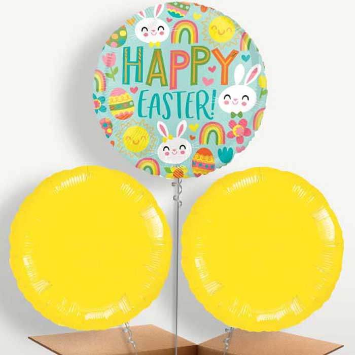 Sunshine Rainbow Easter Balloon Bunch inflated with Helium | Party Save Smile