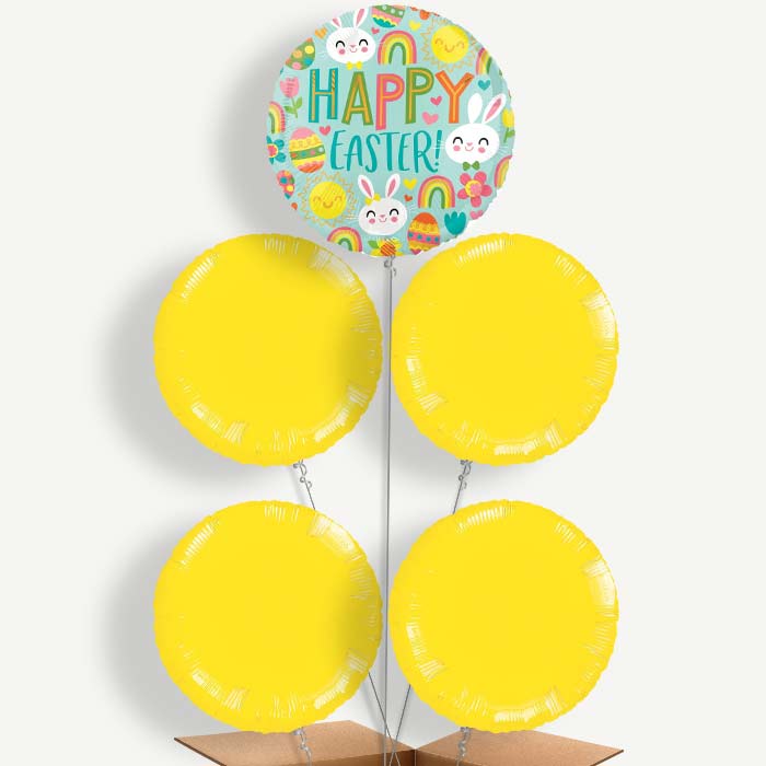 Sunshine Rainbow Easter Balloon Cluster Inflated with Helium | Party Save Smile