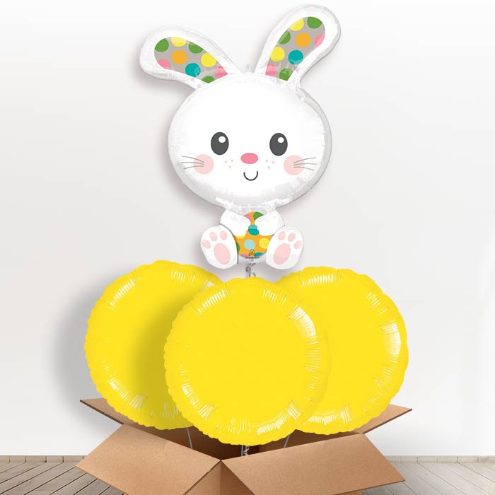Easter Bunny | Rabbit Giant Helium Balloon in a Box Gift - With 3 Plain Balloons | Party Save Smile