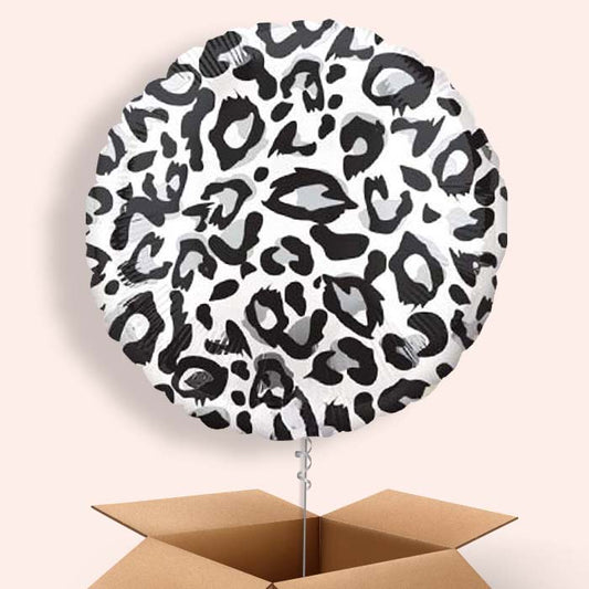 Snow Leopard Print Helium Balloons in a Box